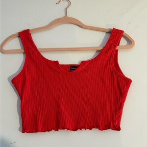 SHEIN Vibrant Red Ribbed Crop Top